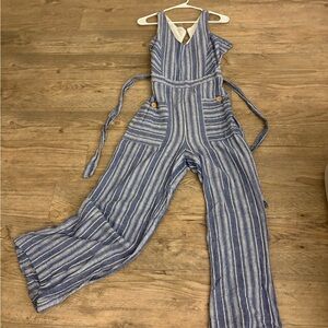 Indigo Rei Blue and White Striped Jumpsuit